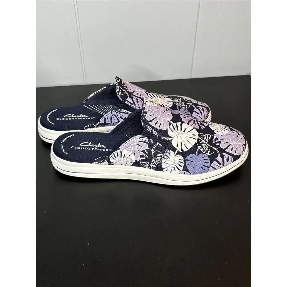 Clarks Cloudsteppers women's breeze shore Canvas Slip-on Mules shoes Lavender 7 - Picture 4 of 9